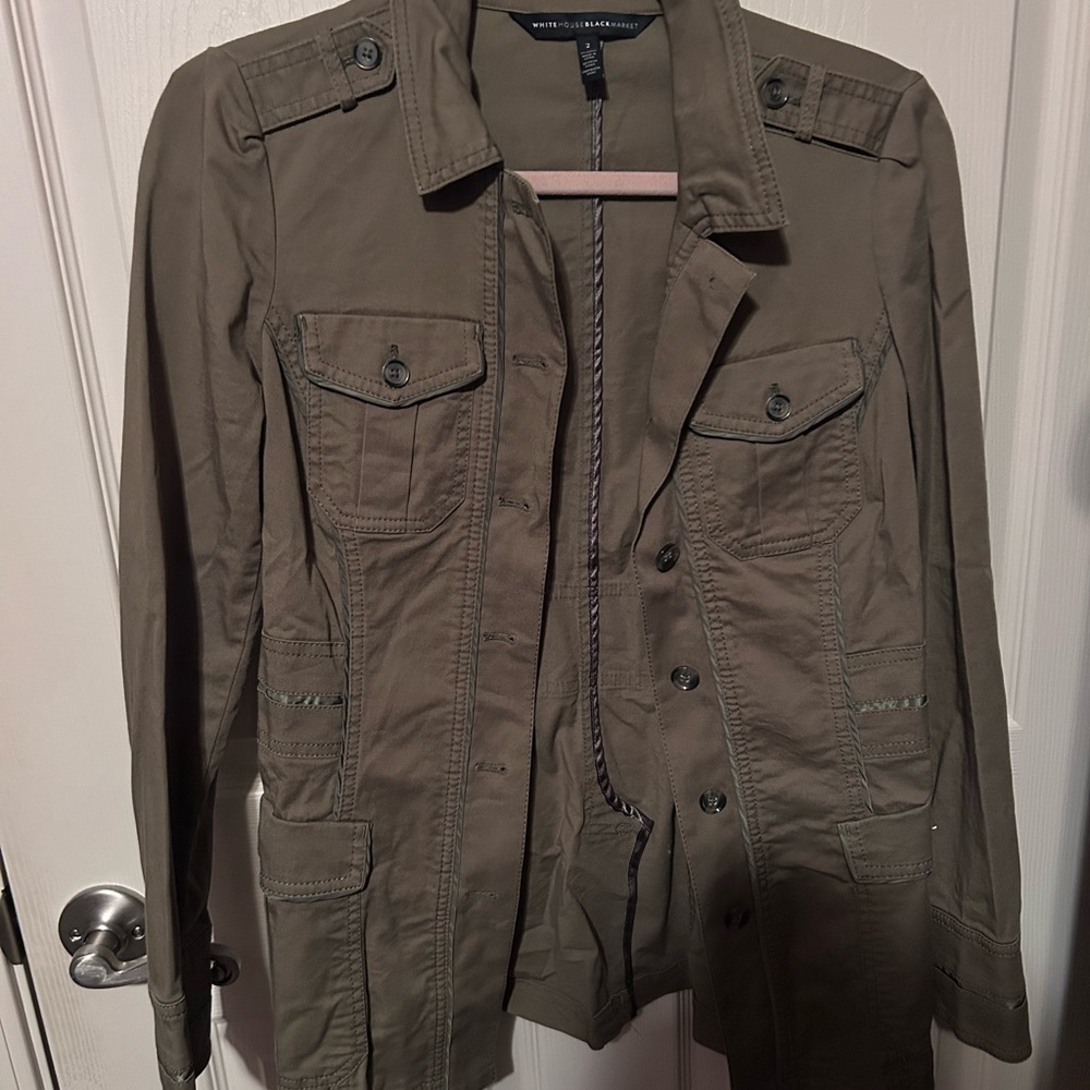 White House Black Market Khaki Utility Jacket